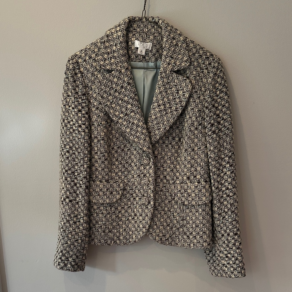 LOFT Monochrome Tweed Blazer